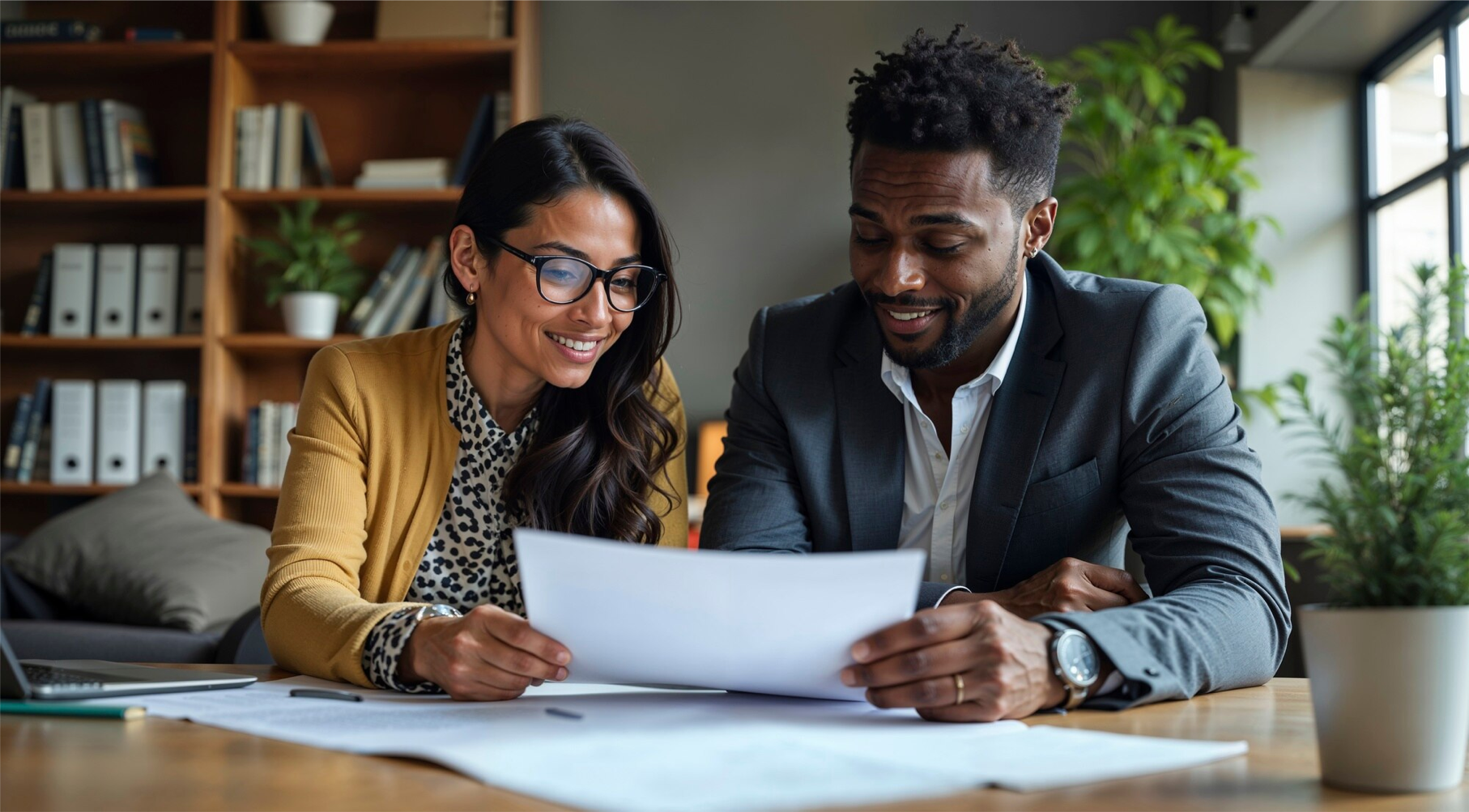 people looking at document
